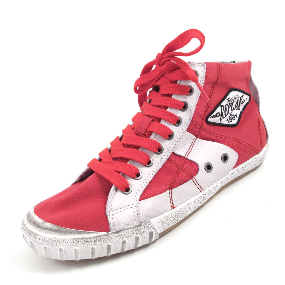 REPLAY WAS CANVAS RED - High Sneaker Rot | 60% OFF im Outlet-Shop